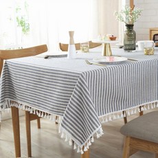 파라주니 감성 홈카페 인테리어 줄무늬 사각 식탁보 HJ1418, 블루, 1개, 100 x 140 cm