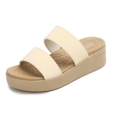 嬌小女款寬版綁帶厚底拖鞋