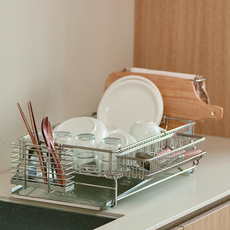 Sobel Haven 304全不鏽鋼壓花型側邊碗盤瀝水架 全套組, 1套, 單一顏色, 1層