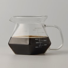 빈플러스 오토 전용 핸드드립 커피 내열 유리 육각 서버, 1개, 커피서버 1p, 600ml