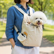 예보들 강아지 고양이 백팩 앞가방, 1개, 아이보리 1개, 아이보리