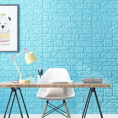 PEONIST 磚紋隔熱泡棉壁貼, 藍色, 4個