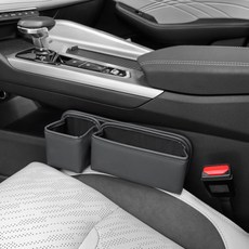 AUTO CREW 車用模組化皮革側邊置物袋杯架 AC-S8, 1個, 黑色