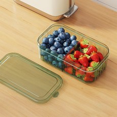 透明PP雙格食物保鮮盒 透綠色, 1個, 1入