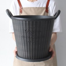 MORIANN Bonliang 提把復古塑膠盆 + 底盤, 黑色