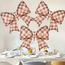 WOW PARTY KOREA 格紋蝴蝶結鋁箔氣球, 棕色, 5個