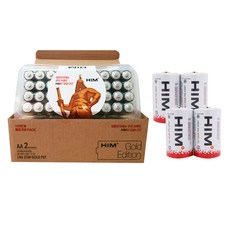 HIM 알카라인 AA 건전지 40p + 알카라인 D 4p, 2개
