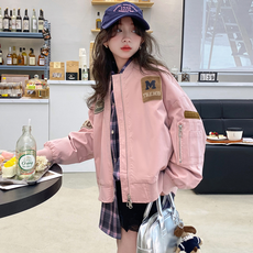 女童M臂章手臂口袋飛行夾克