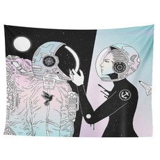 宇宙與人插畫布海報 A_RD_377, 情侶