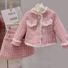 BabyMax 女童毛絨內襯粗花呢上下套裝 R9918