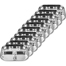 不鏽鋼5格餐盤, 單色, 10個