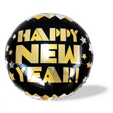 WOW PARTY KOREA 新年快樂 圓形氣球 45cm, 黑色, 5個