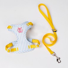 파스텔펫 강아지 스트라이프 하네스 + 리드줄 세트, 블루, 1세트