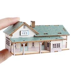 YoungModeler 英工房 迷你懷舊簡易車站加恩站立體拼圖, 混合色, 請參考詳情頁