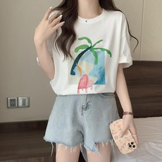 레몬소울 여성용 비보 프린팅 반팔 티셔츠