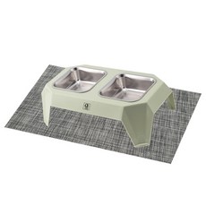Peek-a-boo 寵物蠟筆餐具 + 防飼料溢出墊套裝, 綠色, 1套