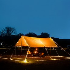 露營銀河燈串 200燈 6m + 電線套組, 1套, 黑色 + 暖色(燈泡), 綠色(電線)