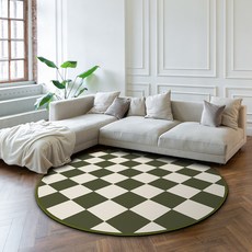 LEEJUNG 棋盤格紋圓形防滑地墊