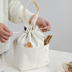 모나코올리브 페브릭 방수 런치 피크닉 도시락 가방, 페브릭 런치박스, 1개