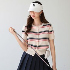 女款條紋短袖針織開襟衫 22587