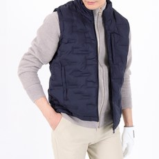 男士高領輕量壓紋絎縫羽絨高爾夫背心 YHSU60