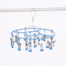 Cmile 圓形旋轉不鏽鋼20夾衣架, 藍色, 1個