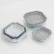 HANKOOK CHINAWARE Conte du Jour Conte Square Sauce Bowl S 2pcs + M 2pcs Set, 1套, 白色, 灰色