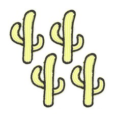 電繡布貼 仙人掌, 淡黃色, 4個