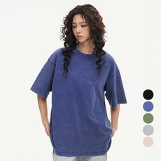 엘쏘 남녀공용 피그먼트 워싱 탄탄한 코튼 루즈핏 반팔 티셔츠