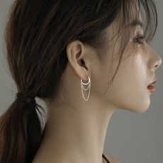 PEONIST 女性易扣式鍊條圓圈耳環 2入