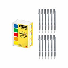 3M Post-it 油性圓珠筆 0.5mm 12入+便利貼 683-10, 黑色（圓珠筆）, 1套