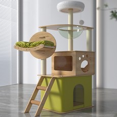 디럭스 캣타워 HHY21, 화이트 + 베이지 + 그린, 1개
