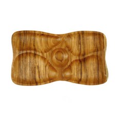 콤마유 플레이팅 티크 플라워 나무 접시, 다크브라운, 1개