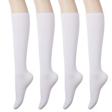 在兩隻腳上 女款 素色 及膝襪 4雙