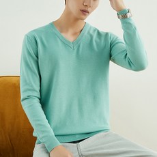 男款 Market A V領素色針織衫