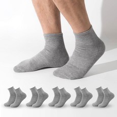 시너싹스 남성용 도톰한 파일 쿠션 스포츠 단목 양말 세트, 그레이, 6개