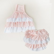 寵物 Lovely 康康舞泳裝 上下兩件套, 淡粉色