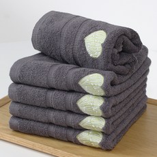 SOFT TOUCH 純棉愛心刺繡俏皮毛巾 160g 棉紗, 5個, 灰色
