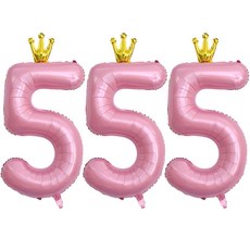 JOYPARTY 5 號皇冠銀箔氣球 90cm, 3入, 粉色