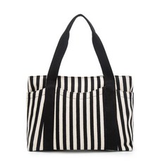 JH Company 條紋復古單肩包, 黑色