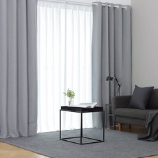亞麻雙面遮光窗簾 孔眼型 2入, 灰色的