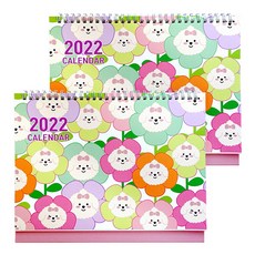 쁘숑앤포숑 2022 데스크 캘린더, 플라워, 2개