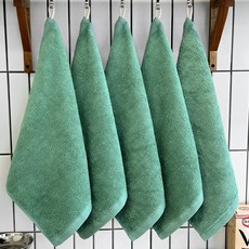 From Cotton 40支精梳棉附掛環擦手巾 65g, 綠色, 5個