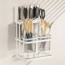 ARYKO 刀架一體式瀝水餐具筒, 白色, 1個