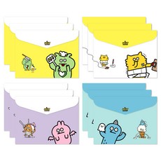 信封式資料夾 4入組, 綠色+黃色+粉紅色+藍色, 3組