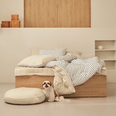 깃든 반려동물 나란히 스트라이프 차렵이불