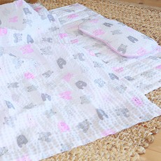 hwamo baby 夏季兒童午睡寢具組, 粉紅熊款