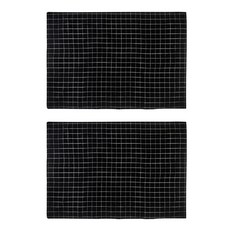 ARYKO 簡約格紋棉質廚房巾, 黑色, 2個