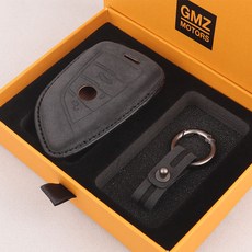 GMZ MOTORS 汽車鑰匙殼 汽車皮革智能鑰匙殼 Alcantara, 黑色, BMW 3鍵 BM02