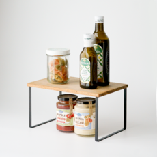 metaltex 相思木鐵製York吧檯單層橋接層架整理架, 木質 + 霧面黑, 1個